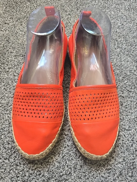 Clarks Artisan Reeney Helen Orange Leather Slip On Espadrille Flats Loafer 8M - Picture 2 of 10